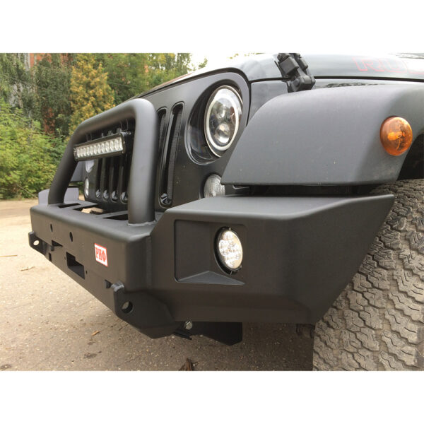 Defensa delantera con protección, base para winch y luces para Jeep Wrangler JK 2006+